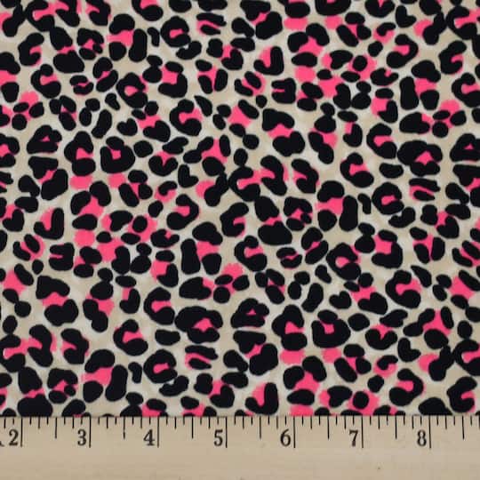 Fabric Merchants Pink Leopard Print Double Brushed Stretch Fabric